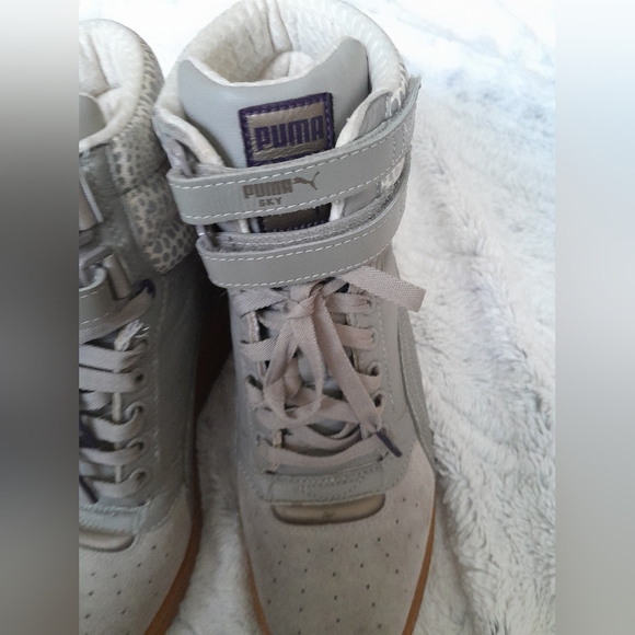 Puma Sky II Contact Hi Top Shoes Grey Suede High Double Strap Women’s Size 9.5 - Picture 3 of 11